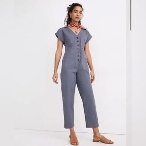 Madewell Petite Cap Sunfaded Indigo Jumpsuit Size XL Utility Casual
